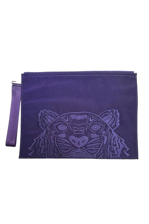 Preowned Kenzo Tiger Clutch Bag in Purple Cloth