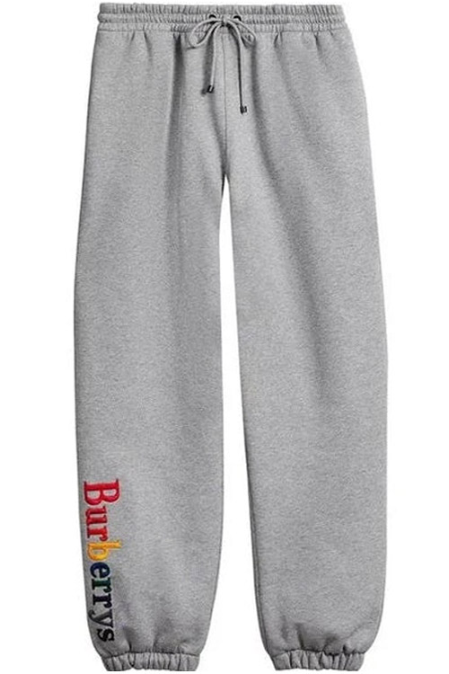 Preowned Burberry Grey Sweatpants with Multicolour Logo