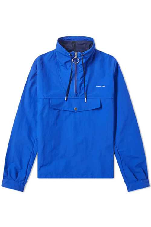 Preowned Off-White Perforated Blue Anorak Size M