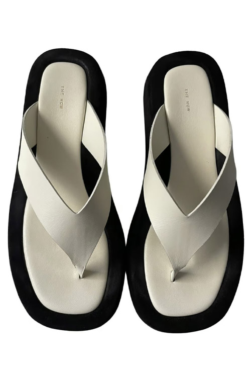 Preowned The Row Ginza Sandals in White Leather Size EU41