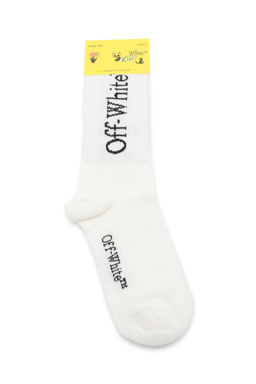 Off-White White and Black Cotton Diagonal Socks