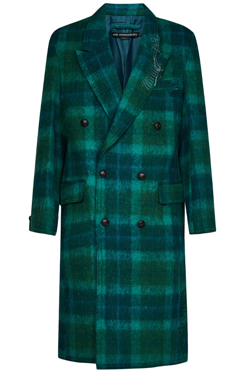 Andersson Bell Green and Blue Double-Breasted Unisex Tartan Coat