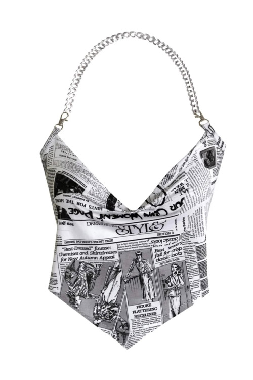 Delayne Dixon Newspaper And Chain Backless Halter Top