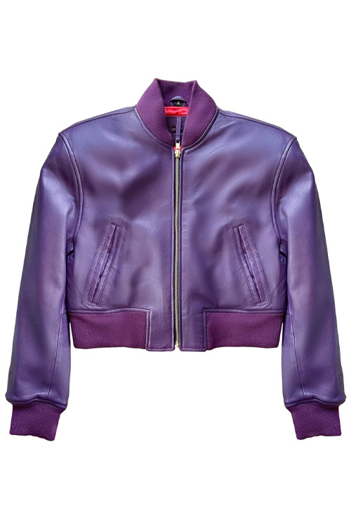 COOL CREATIVE Crop Leather Bomber Jacket