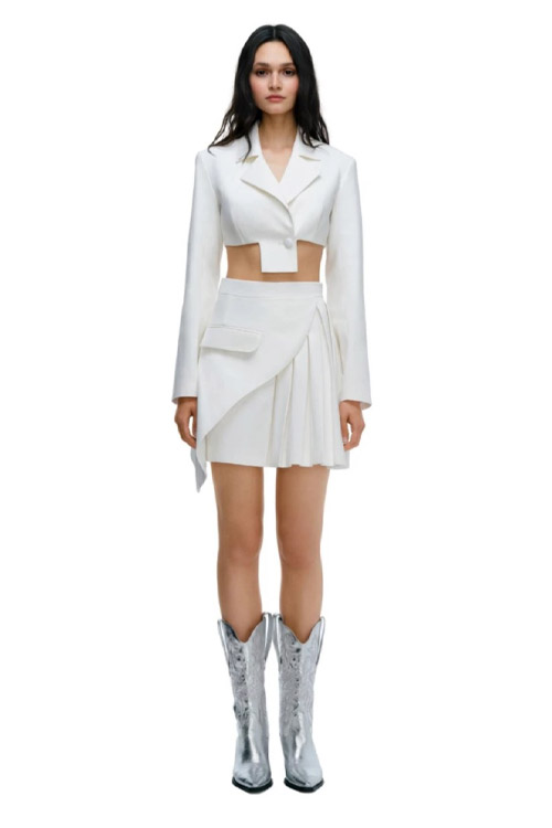 Feel The Lotus Evelyn White Crop Jacket
