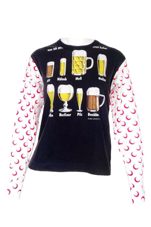 Preowned Marine Serre x Comme des Garçons Beer Print Long Sleeved Top Size S