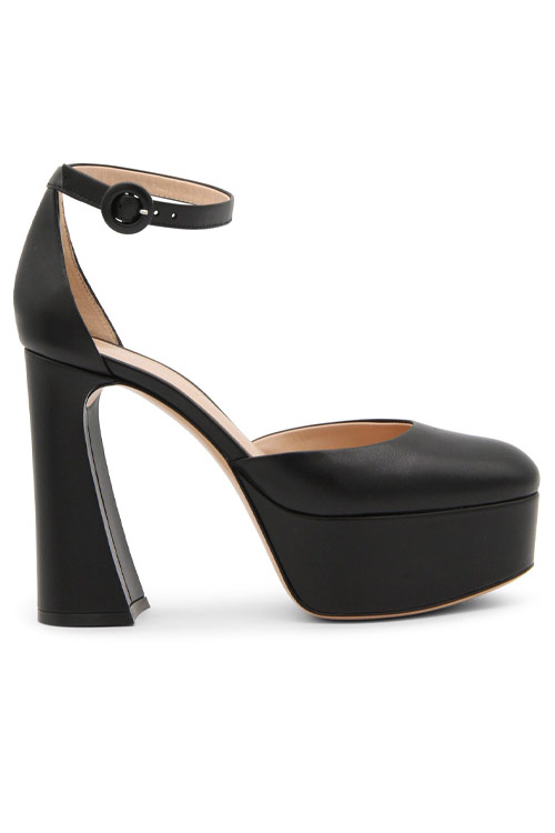 Gianvito Rossi Black Leather Holly d'Orsay Pumps
