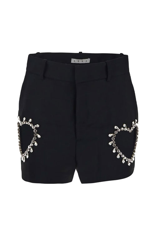 AREA Crystal Heart Cut Out Shorts