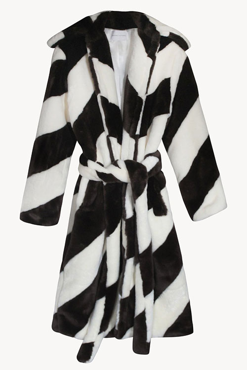 Tanner Fletcher Phoebe Diagonal Stripe Faux Fur Coat