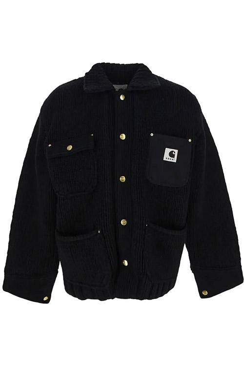 Sacai x Carhartt WIP Knit Jacket in Black Wool