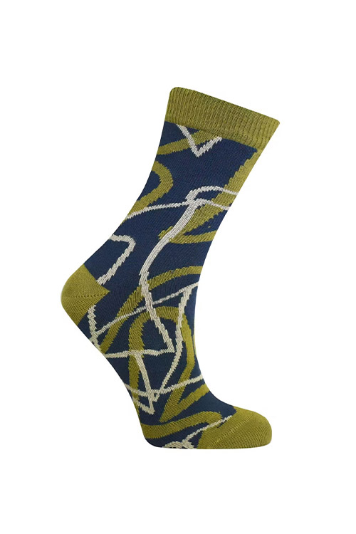 Komodo Doodle Socks in Navy and Green