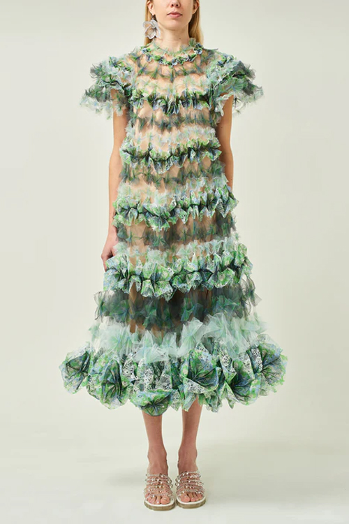 Susan Fang Air Flower Tiered Dress