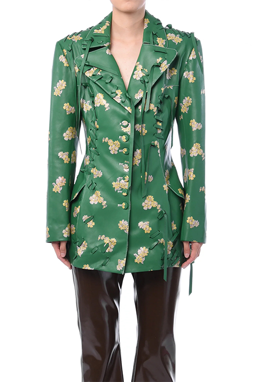 Yuhan Wang Floral Leather Tailored Jacket