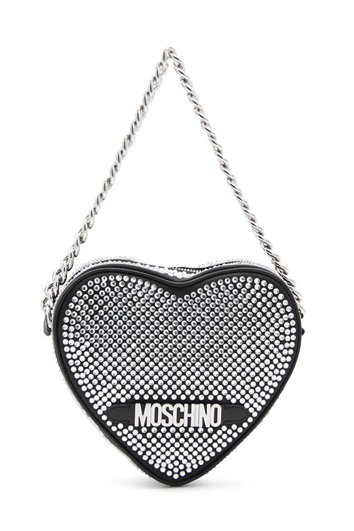 Moschino Black Faux Leather Heart Shaped Bag