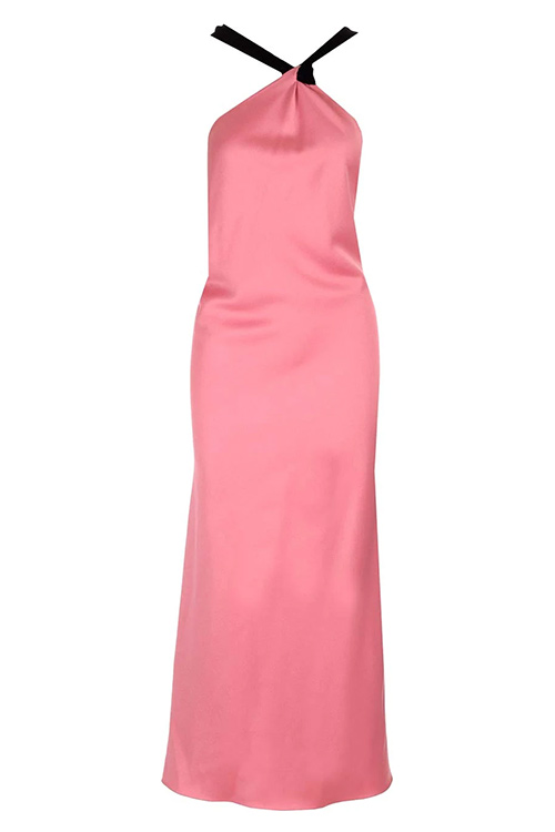 Del Core Pink Satin Maxi Dress