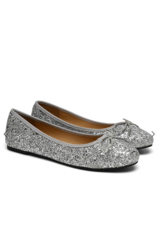 French Sole Amelie Silver Glitter Ballet Flats