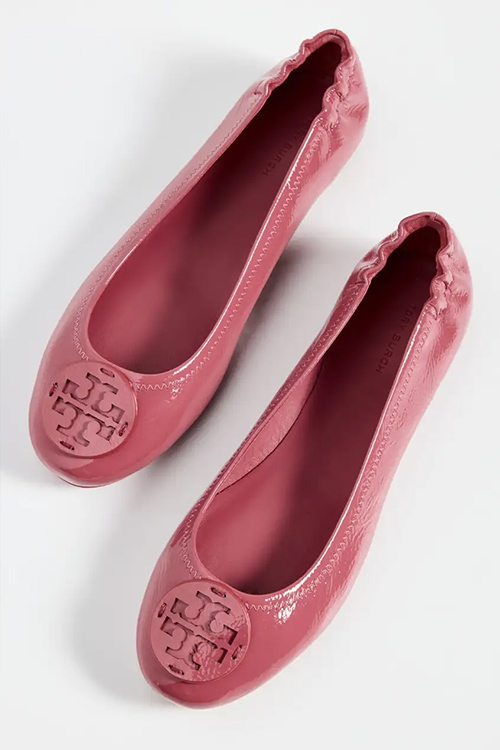Tory Burch Minnie Travel Ballet Flats in Washed Berry