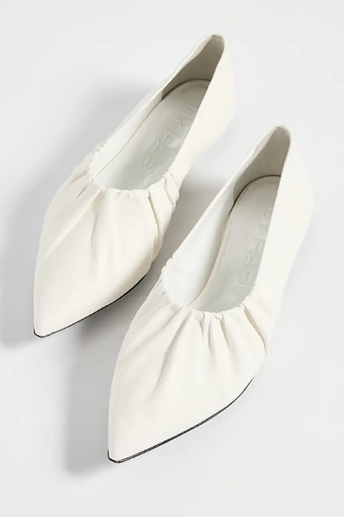 By Far Regina White Nappa Leather Ballet Flats