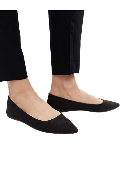 New Look Black Suedette Pointed Ballet Flats