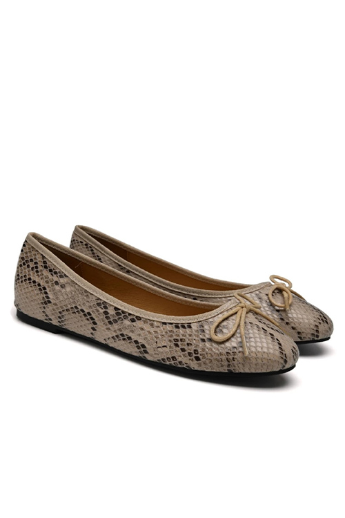 French Sole Amelie Nude Python Leather Ballet Flats