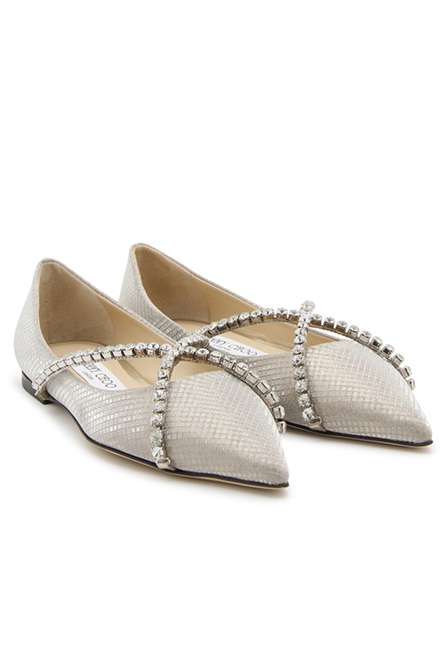 Jimmy Choo Genevi Ballet Flats in Champagne Leather