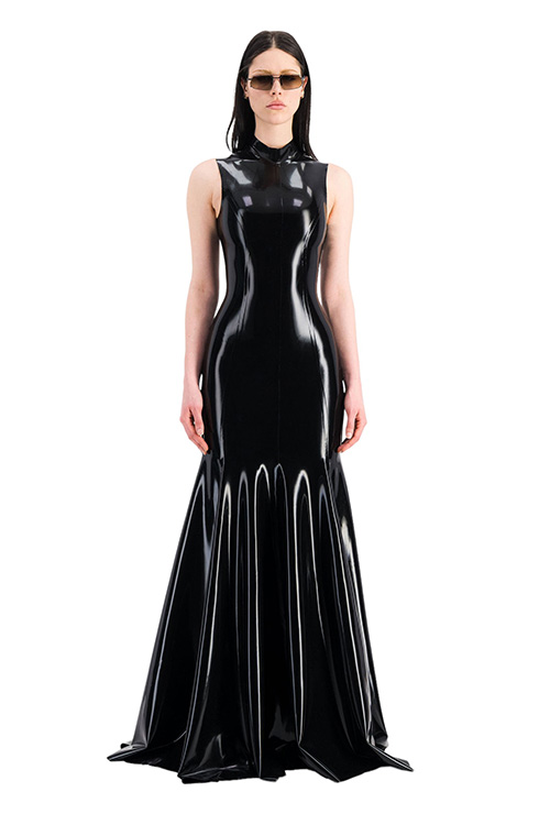 Avellano Black Latex Gown