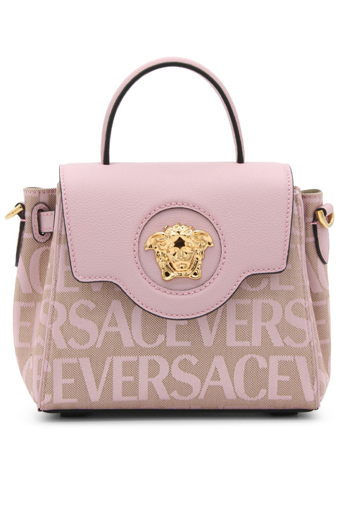 Versace Pink Canvas and Leather Medusa Handle Bag