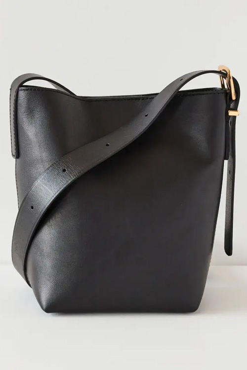 Madewell The Essential Mini Bucket Tote in Black Leather