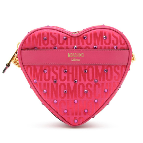 Moschino Fuchsia Heart Logo Crossbody Bag