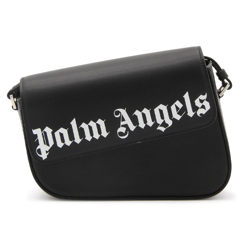Palm Angels Black and White Leather Crash Shoulder Bag