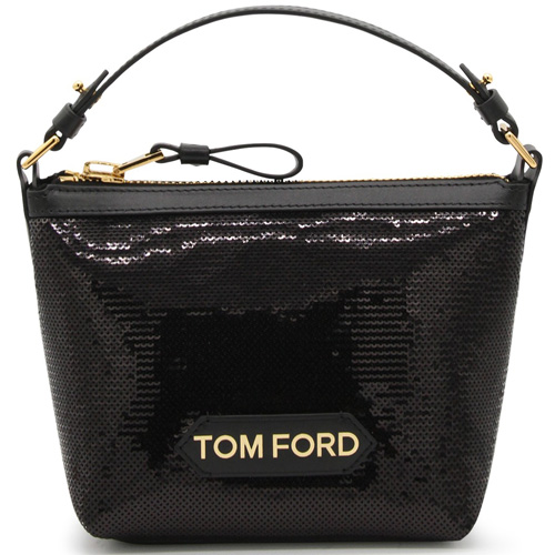 Tom Ford Black Leather Label Small Top Handle Bag