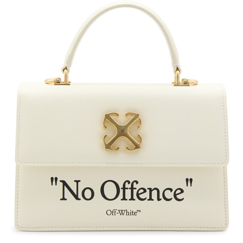 Off-White Cream and Black Leather Top Handle Bag