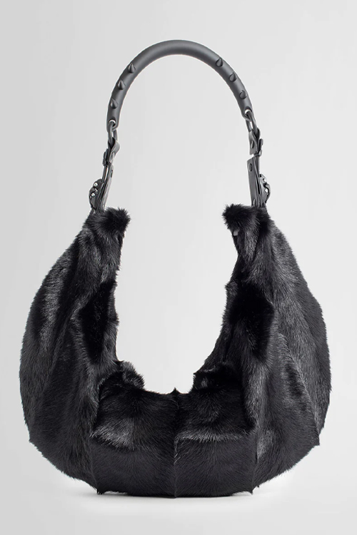 Innerraum Black Faux Fur Half Moon Bag