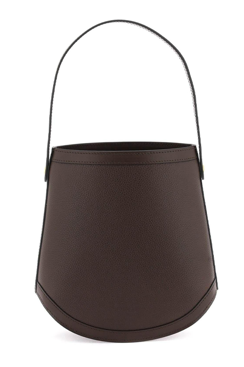 Savette Brown Grained Leather Bucket Bag