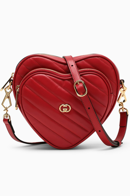 Gucci Red Quilted Leather Heart-Shaped Shoulder Bag