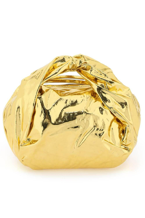 Dries Van Noten Metallic Gold Laminated Leather Handbag