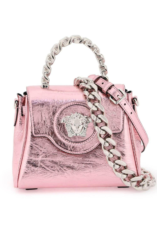 Versace Metallic Pink 'La Medusa' Small Handbag
