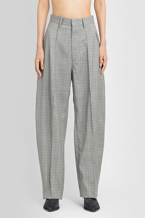 Isabel Marant Light Grey Check Wool Trousers