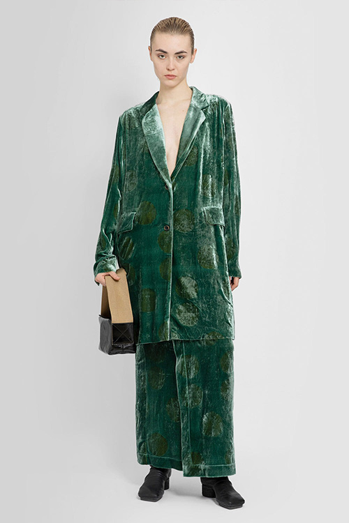 Uma Wang Green Velvet Coat