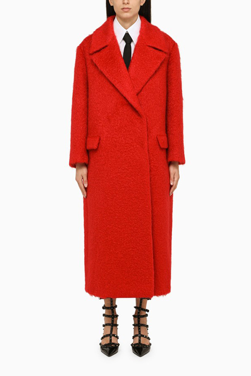 Valentino Red Wool Oversized Coat