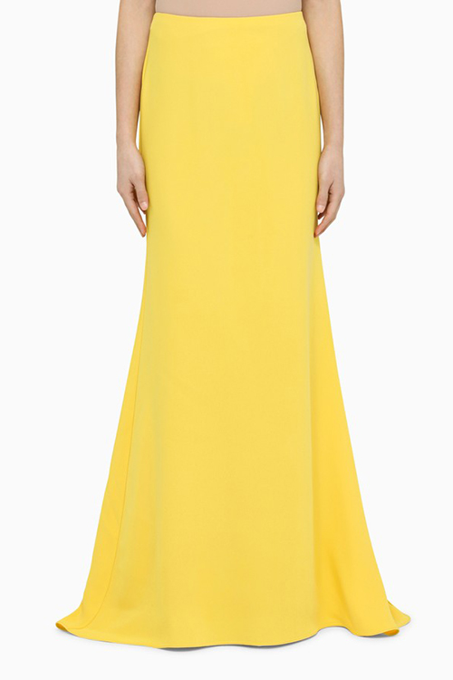 Valentino Yellow Silk Flared Skirt