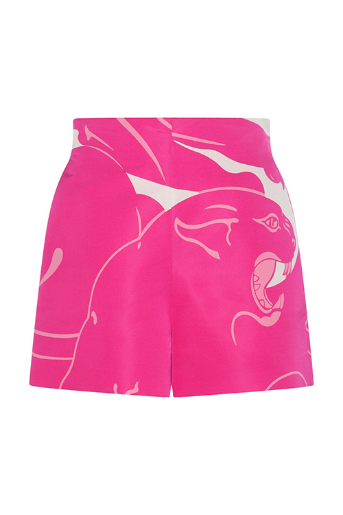 Valentino Pink Grosgrain Panther Motif Shorts