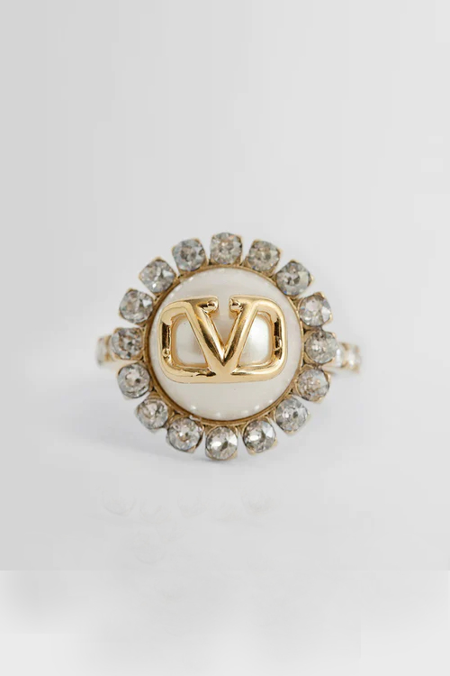 Valentino Garavani VLogo Swarovski Pearl and Crystal Ring