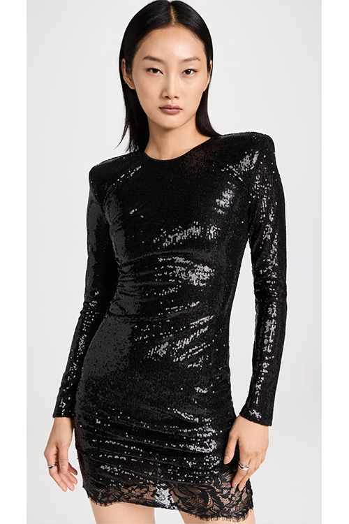 L'Agence Alba Black Mini Dress with Lace