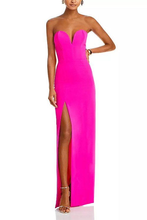 Amanda Uprichard Cherri Hot Pink Strapless Column Gown
