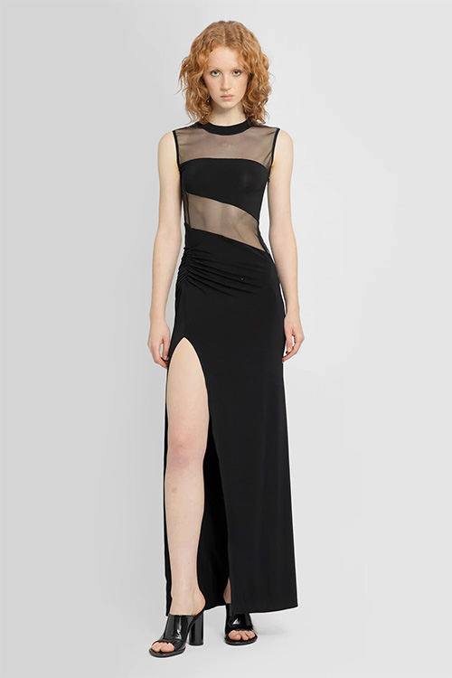 Nensi Dojaka Black Fitted Semi-Sheer Mini Dress