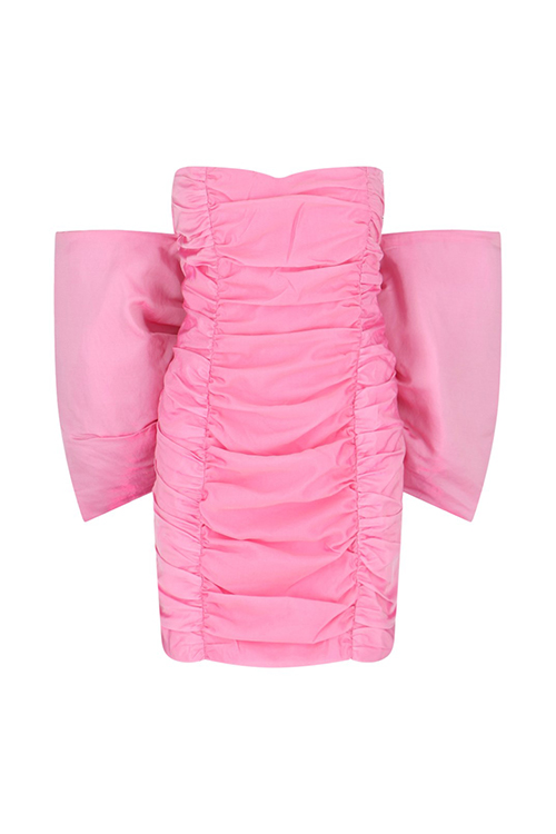 ROTATE Birger Christensen Pink Maxi Bow Sleeveless Dress