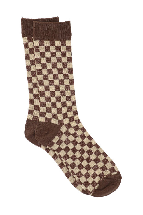 Undercover Brown and Beige Checkerboard Socks