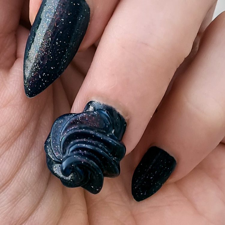Dark Shimmer Nails with Candy Charms