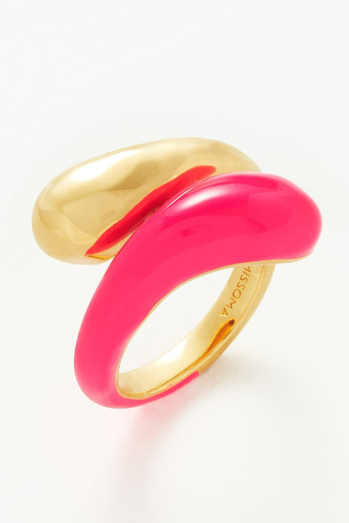 Missoma Squiggle Two Tone Enamel Crossover Ring